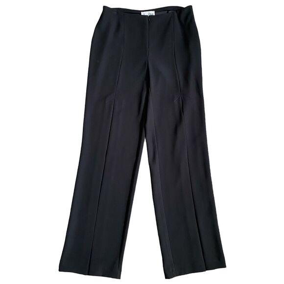 Joseph Ribkoff Dress Pants 8 Black High Rise Wide Leg Flowing Designer Nautical - Picture 3 of 15
